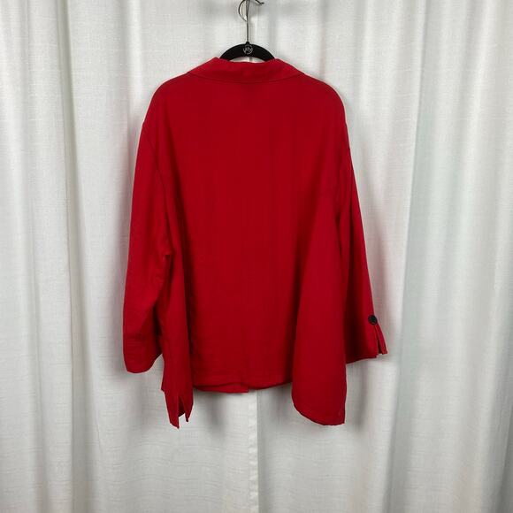 Ali Miles Christmas Red Button Front Blouse Sz.3X - Picture 7 of 11